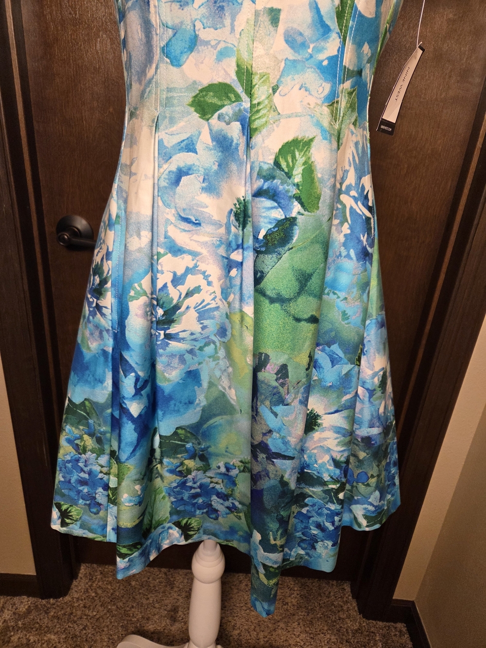 Nine West Blue & Green Floral Midi Dress NWT - Picture 4 of 12